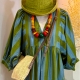 Robe bohème bleu et vert Pauline