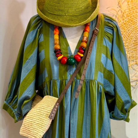 Robe bohème bleu et vert Pauline